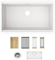 Elkay Quartz Classic 33"x22"x9-1/2" Single Bowl Undermount Workstation Sink-White