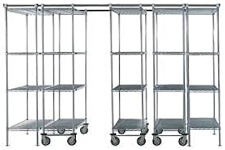 Nexel 5 Unit Space TRAC Storage Shelving, 12 Ft. Long, Chrome, 48x21x86