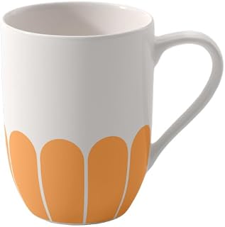 Villeroy & Boch Fleur Soleil Mug, 10 oz | Creamy white & orangey yellow porcelain mug, made in Germany, dishwasher and microwave safe, for coffee, tea and hot drinks