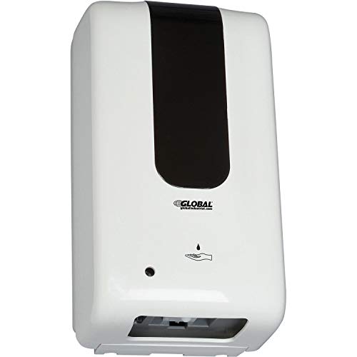 Automatic Dispenser for Hand Sanitizer/Liquid Soap by Global Industrial – 4.25"L x 6"W x 11"H, Plastic, White, Model PW-1406L