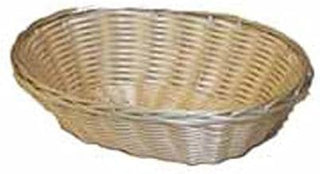 Winco Natural Tan Poly Woven Oval Basket, 9 1/2 x 6 1/2 x 2 3/4 inch -- 12 per case.