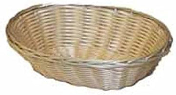 Winco Natural Tan Poly Woven Oval Basket, 9 1/2 x 6 1/2 x 2 3/4 inch -- 12 per case.
