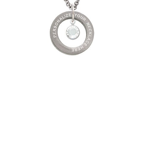Crystal Clear Channel Drop Custom Engraved Affirmation Ring Necklace by Delight Jewelry – Crystal, white, Model 1703-NAF-F1590-C6506-F2409-CUSTOM