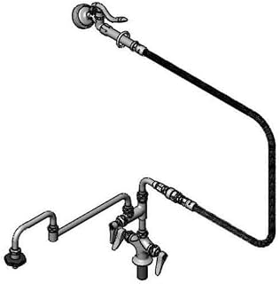 T&S Brass B-0179 Pre-Rinse Units, Includes Single Hole Base Faucet, Add-On-Faucet, 18" Double Joint Swing Nozzle, 104" Hose