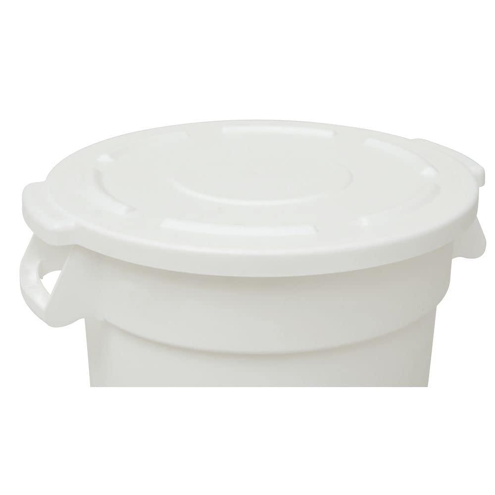 White Plastic Flat Lid for 10 gal Trash Receptacles - 15 3/5"Dia x 1"H by HUBERT – Plastic, White, Model GL100201
