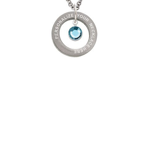Crystal Hot Blue Channel Drop Custom Engraved Affirmation Ring Necklace by Delight Jewelry – Crystal, blue, Model 1703-NAF-F1585-C6506-F2409-CUSTOM