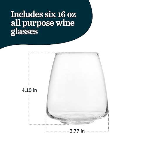 Libbey Stemless All Purpose 6 / 6 Count / Modern Wine Glasses