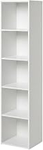 Furnifact White 5-Tier Open Shelf Closet and Clothing Storage Organizer, Multi-Purpose Bookcase for Home and Office, Durable Wood Construction