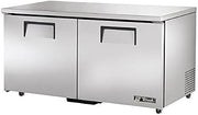 True TUC-60F-ADA-HC ADA Compliant 60" Two Section Undercounter Reach-in Freezer, Solid Doors