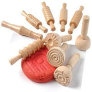 Constructive Playthings Classic Wood Dough Tools, Utensils for Play Dough or Clay, Set of 10