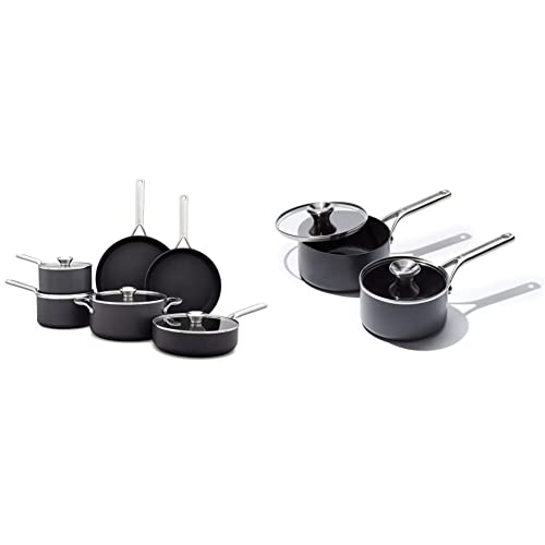 OXO Pots and Pans Set + PFAS-Free / 10-Piece Cookware Pots and Pans Set / Black Cookware Sets