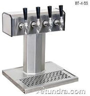Glastender - BT-4-MFR - 4-Faucet Mirror Finish Glycol Tee Tower w/Drain Pan