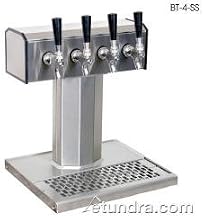 Glastender - BT-4-MFR - 4-Faucet Mirror Finish Glycol Tee Tower w/Drain Pan