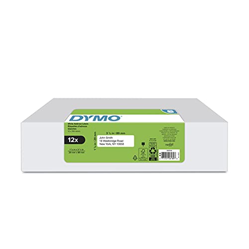 DYMO 12 Rolls / Small Mailing Address / Black on White Address Labels