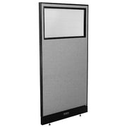 36-1/4"W x 76" H Electric Office Partition Panel with Partial Window by Global Industrial – Alloy Steel, Grey, Model 694711WEGY