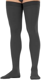 JOBST forMen Dotted Thigh High 30-40 mmHg Compression Socks. Closed Toe, Anthracite, Medium, Long