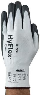 HyFlex Glove, 18 Gauge, Cool Gray HPPE, Nylon & Spandex Seamless Liner with ANSELL Grip Technology, ¾ Dipped, Size 8