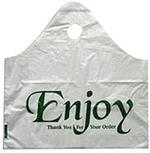 Glopack Wavetop Wide Gusset Plastic Restaurant Carryout Bag White, 18" Length x 10" Width x 21" Depth | 500/Case