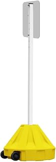 Plasticade Roll-A-Post Portable Sign Post with 60" Power Post Plastic Signpost, Designed for Schools, Sidewalks or Parking Lots, Durable and Resistant to Weathering, Yellow Base with White Post