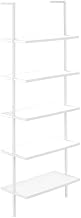 Furnifact Metal Frame Particle Board Bookcase 5-Tier Ladder Shelf, Tall Bookshelf and Bookshelves Shelving Unit for Home Office, White