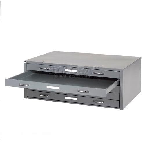 41" W Flat File Cabinet by Global Industrial – 40.75" W x 28.38" D x 16" H, Alloy Steel, Grey, Model 506825GY