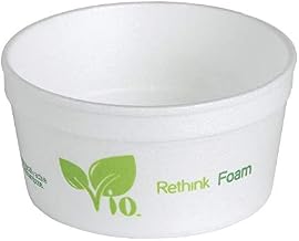8 oz VIO Biodegradable Foam Hot Food Container - 3 7/8"Dia x 2"H