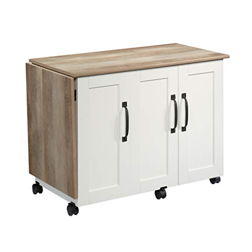 Sauder Soft White Lintel Oak / L: 39.29" x W: 19.49" x H: 28.54" / Transitional Sewing Storage