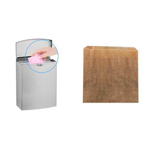 Bobrick Satin Finish / 1 Gallon (Pack of 12) / Flip Top Sanitary Products Receptacles