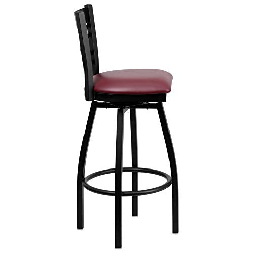 Flash Furniture Burgundy Vinyl Seat/Black Metal Frame / 2 Pack / 1 Barstools