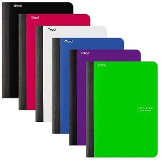 Five Star Composition Notebooks, 6 Pack, Wide Ruled Paper, 9-3/4" x 7-1/2", 100 Sheets, Black, Amethyst Purple, Tidewater Blue, Forest Green, Harvest Yellow, Fire Red (950009)