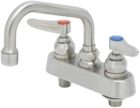 S-1110 4" Stainless Steel Deck Mount Workboard Faucet with Stainless Steel Lever Handles and 6" Stainless Steel Swing Nozzle with 2.2 GPM Stainless Steel Aerator