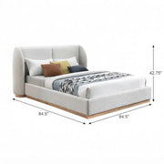Starlight Canyon Home Boucle-Upholstered Wingback Platform Bed with Solid Wood Legs, King Size Bed Frame with Headboard, Cream Boucle Fabric - image 4