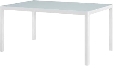 White Aluminum Dining Table, 59-Inch Outdoor Patio Table, Weather-Resistant, Lightweight, Stylish Design, Perfect for Outdoor Dining Spaces