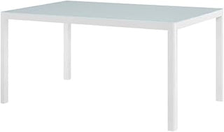 White Aluminum Dining Table, 59-Inch Outdoor Patio Table, Weather-Resistant, Lightweight, Stylish Design, Perfect for Outdoor Dining Spaces