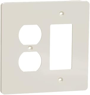 Square D by Schneider Electric Square D X Series Outlet Wall Plate, 2 Gang Mid Size Plus Combination Decorator Duplex, Matte Light Almond (SQWS802452LA)