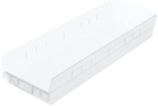Akro-Mils 30164 Heavy Duty Plastic Shelf Bins, 24"x 6.5"x 4", Clear, 6-Pk
