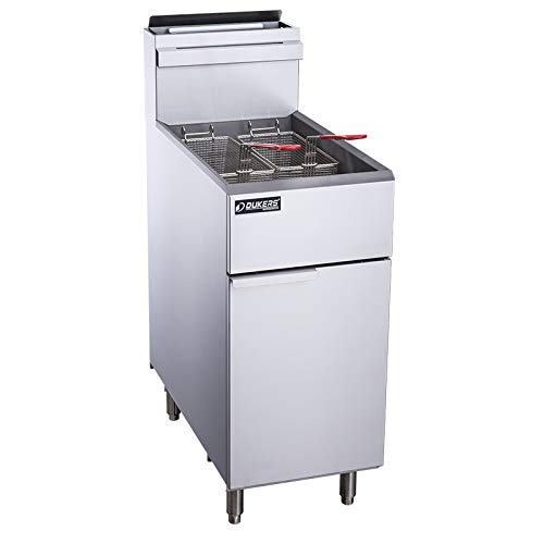 Natural Gas Commercial Floor Deep Fryer with 4 Tubes Burners 50lb by Dukers – stainless steel, Model DCF4-NG