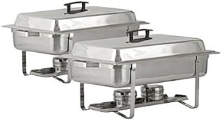 Royal Industries Continental Chafer, (set of 2) Each Set Includes Dome Cover, Dripless Water Pan, Welded Stackable Frame and Removable Frame Holder, Shiny Stainless Steel, 11 ¼” H x 22” L x 14” W, Commercial Grade 8 qt