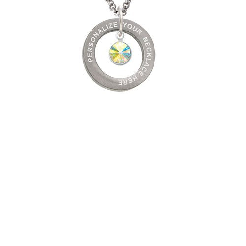 Crystal Clear AB Channel Drop Custom Engraved Affirmation Ring Necklace by Delight Jewelry – Crystal, white, Model 1703-NAF-F1591-C6506-F2409-CUSTOM