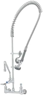 T&S Brass B-0133-A16-CR-B Easy Install Pre-Rinse Unit includes 8" Wall Mount, Add-On Faucet, 16" Swing Nozzle, Ceramas
