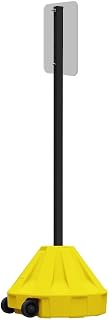 Plasticade Roll-A-Post Portable Sign Post with 60" Power Post Plastic Signpost, Designed for Schools, Sidewalks or Parking Lots, Durable and Resistant to Weathering, Yellow Base with Black Post
