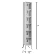 Global Industrial 6-Tier 6 Door Clear View Locker – Digital Lock, 12" W x 15" D x 78" H,Gray, Assembled