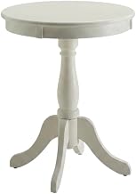 Furnifact White, Accent Side Table, Wood Engineered Wood Construction, Durable Home Design, Warm Stylish Finish, Quality Build for Home