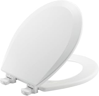 Bemis 500EC Durable Wood Toilet Seat with Easy Clean Hinges, Made in USA, Round, White, 6-Pack