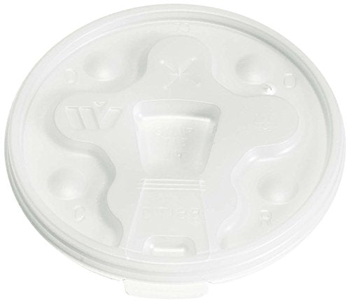 Wincup DT18B Drink-Thru Tear Back Lid for 12 oz to 24 oz Cups, Cube 1.49, White (10 Sleeves of 100 Lids)