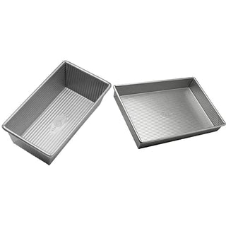 Bread Loaf Pan + Rectangular Cake Pan | Nonstick & Quick Release Coating | Made in USA by USA Pan – 1 Pound, 13 inches, Alloy Steel, Silver