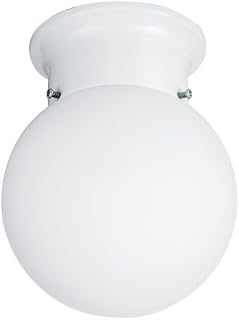 Lithonia Lighting One-Light Fluorescent Flush-Mount Ceiling Fixture, White Glass Globe #11980 WH R6