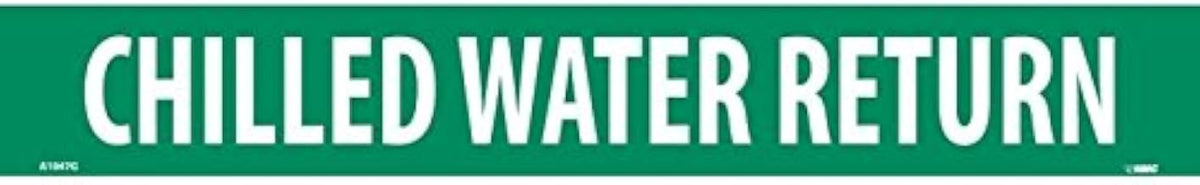 Pipe Marker - Pressure-Sensitive - Chilled Water Return, 25 PK, GRN, for Pipe Over 2-1/4",14"W