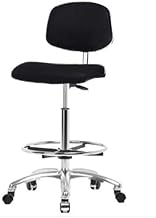 Global Industrial Clean Room Stool, Vinyl, Black, Armless, Mid Back