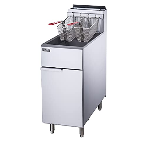 Natural Gas Commercial Floor Deep Fryer with 4 Tubes Burners 50lb by Dukers – stainless steel, Model DCF4-NG